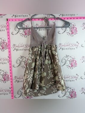 Halter top Boho Crochet Halter Floral Tunic Mini tank top crochet Taupe and Mint